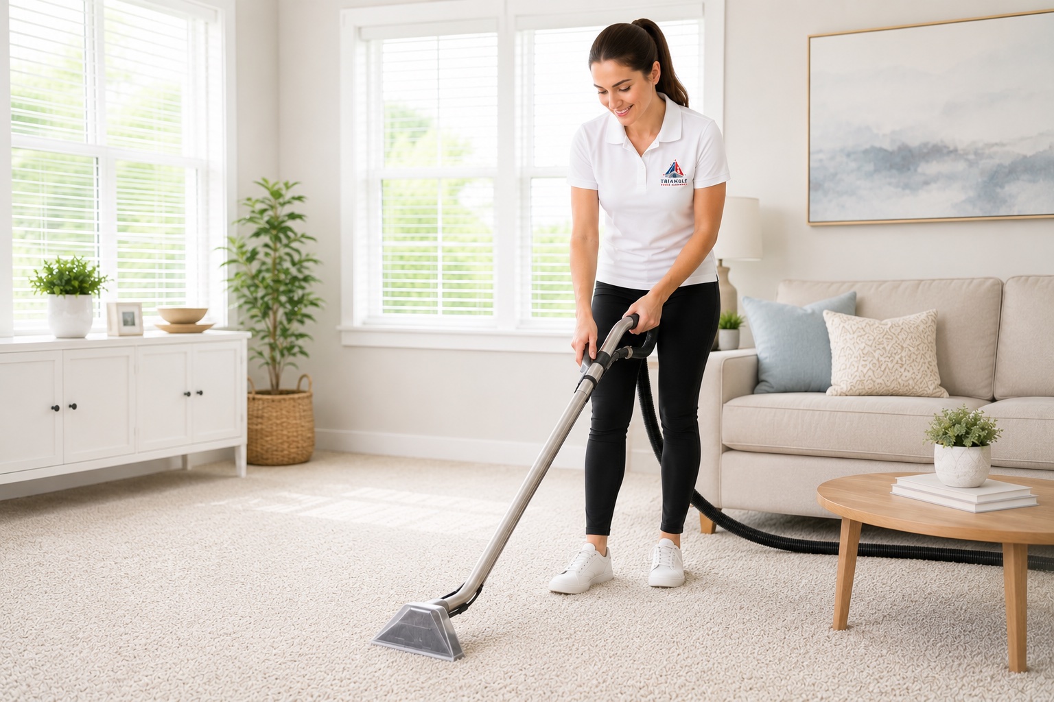 Triangle Home Cleaners carpet cleaning service in a Triangle-area home.